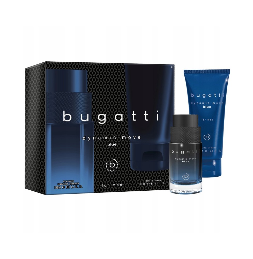 Bugatti Dynamic Move Blue - Zestaw dla mężczyzn woda toaletowa 100ml + żel pod prysznic 200ml.