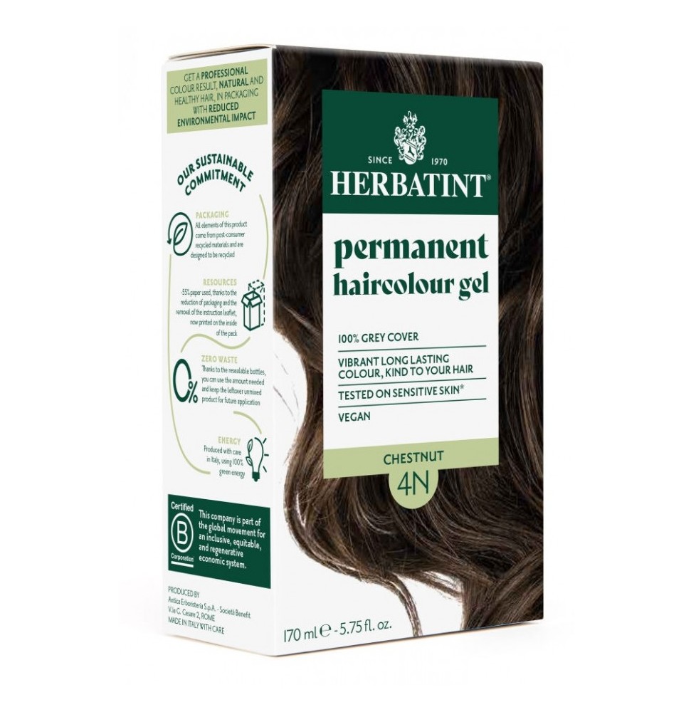 Naturalna, ziołowa farba do włosów Herbatint 4N - Kasztan