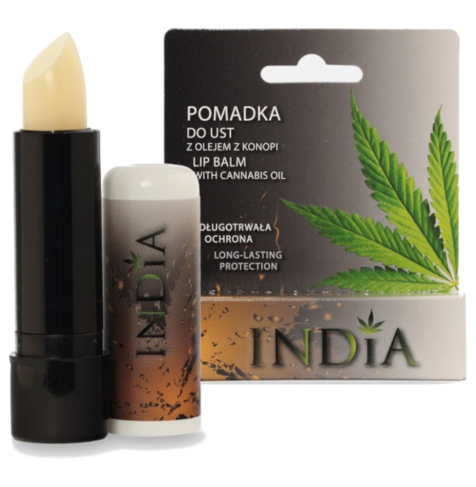 Pomadka ochronna z olejem z konopi, India Cosmetics 3,8g.