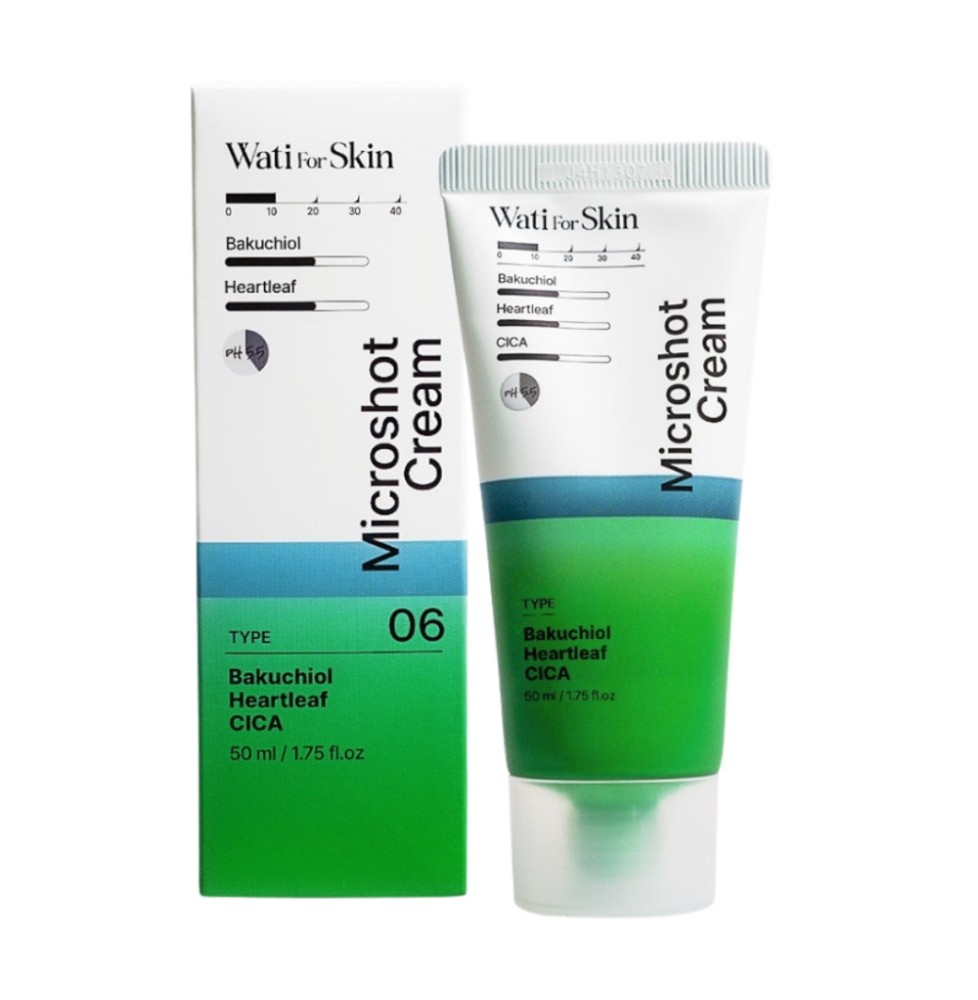 WATI FOR SKIN Koreański krem ujędrniająco-regenerujący Bakuchiol Heartleaf CICA Microshot Cream, 50 ml