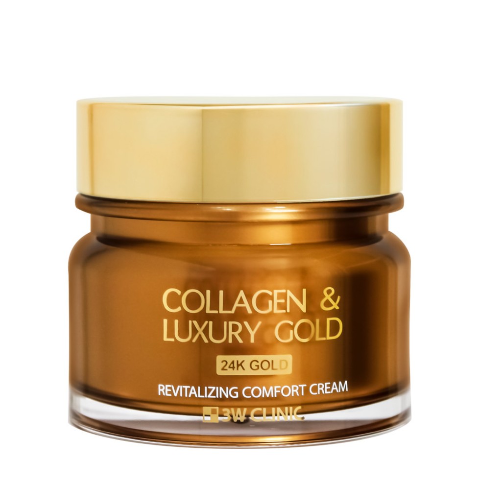 3W CLINIC Collagen & Luxury Gold Revitalizing Comfort Gold Cream - luksusowy koreański krem ze złotem i kolagenem, 100 ml
