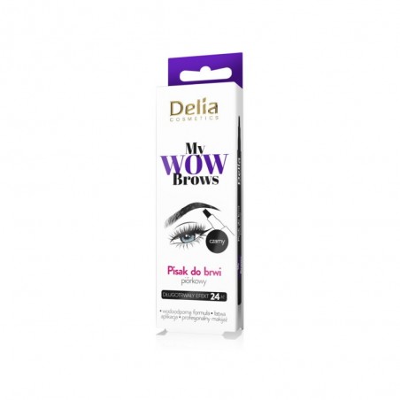 Delia My Wow Brow - piórkowy marker do brwi 24h - czarny