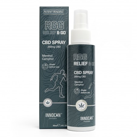 Spray przeciwbólowy Relief & Go 250mg CBD, THC 0% - 90 ml.